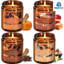 Fall Candles Set, 4 Pack Candles for Home Scented Natural Soy Wax, Autumn Gif...
