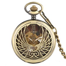 Bronze Pocket Watch Men's Hand-winding Mechanical Watches Pendant Chain Gift