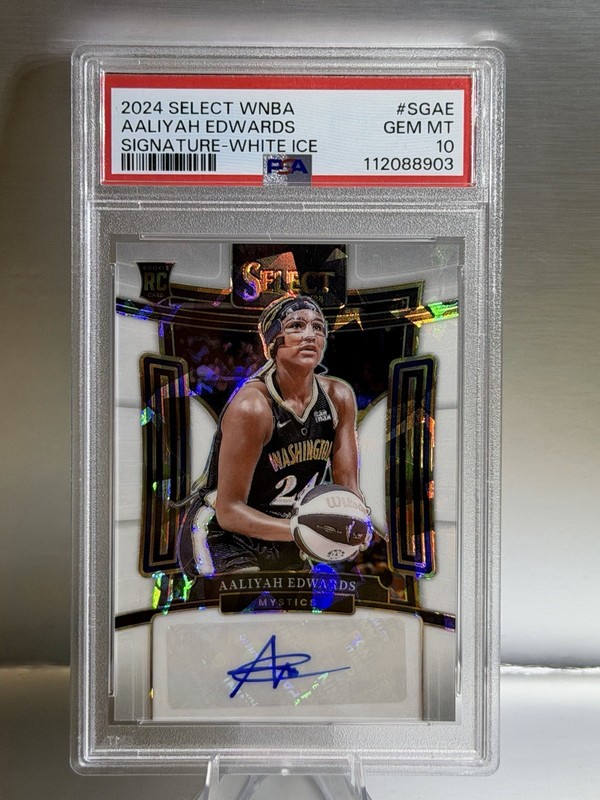 2024 Select WNBA Aaliyah Edwards RC Signature White Ice /25 PSA 10