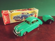 Scarce MS Seidel Tin Wind-up Borgward Hansa w/ Trailer Tinplate w/ Or. Box