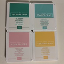 Stampin' Up lot of 4 stamp pads - in-colors shamrock, peach, pink, splash