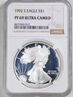 1992-S Proof 1oz Silver American Eagle PF69UCAM NGC 8677692-012