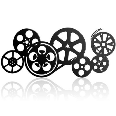 Moxweyeni Metal Movie Reel Wall Art Abstract Antique Classic Style, Black 