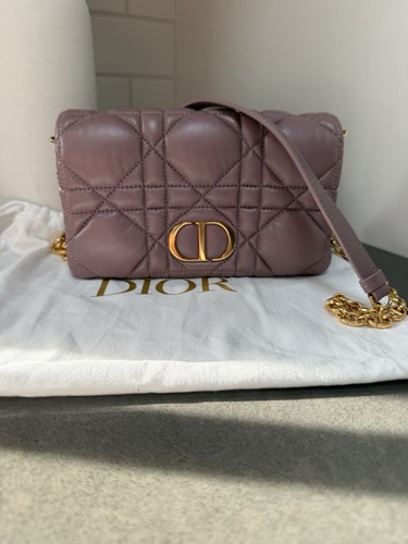 Dior Mini Lambskin Caro Chain Shoulder Bag Rose Color With Gold Hardware