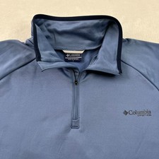 Columbia PFG Mens 1/4 Zip Pullover Large Blue Terminal Fleece