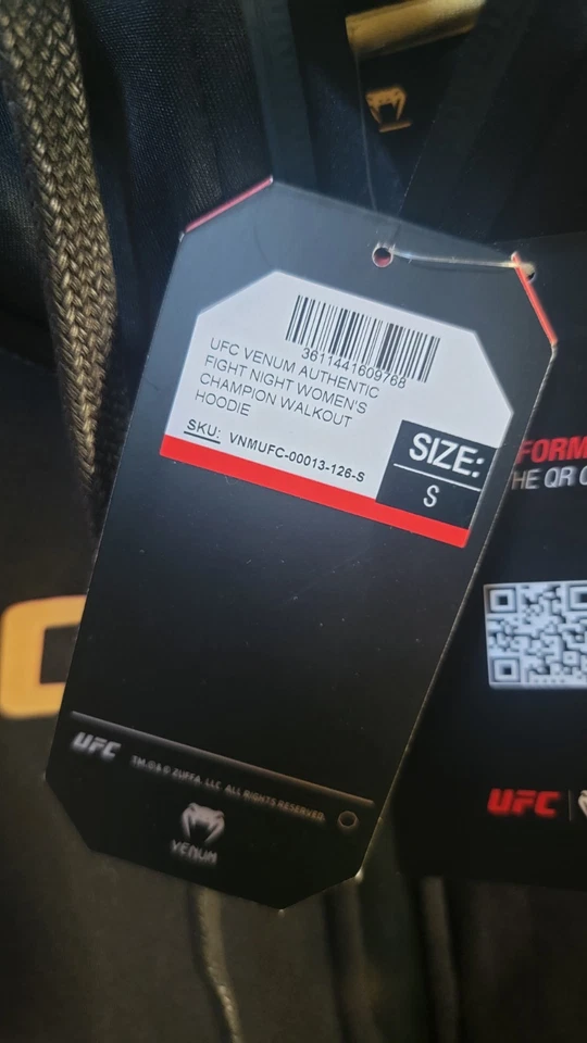 Chaqueta UFC Venum Auténtica Noche de Lucha Mujeres Campeona Walkout Cremallera Pequeña Nueva con Etiquetas Foto 4 de 4