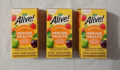 NATURE'S WAY ALIVE EVERYDAY IMMUNE HEALTH 30 SOFTGELS DIETARY SUPPLEMENT 3 BOXES