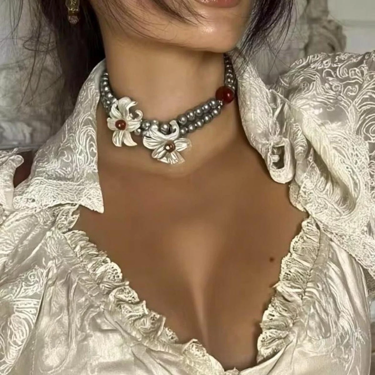 Collar De Perlas De Concha Del Mar Del Sur AAA, 18 Pulgadas, Cuentas Redondas 8/10/12 Mm, Cierre Magnético, Vintage