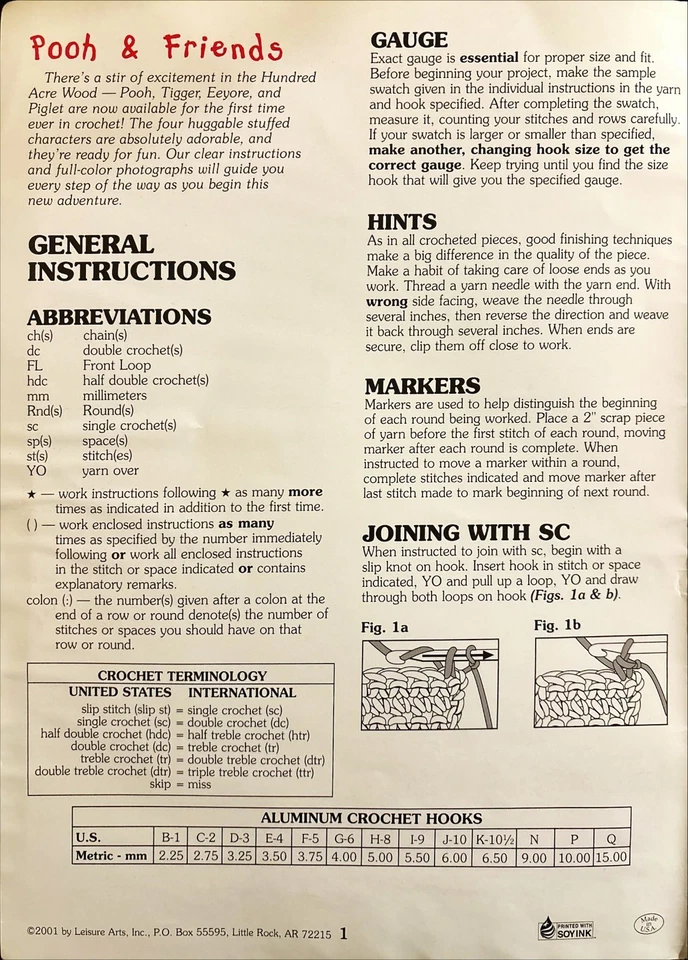 VTG 2001 Leisure Arts Disney Pooh & Friends Crochet Pattern - Image 3 of 4