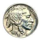 UNC 1937-D Buffalo Nickel Beautiful Full Horn Light Golden Patina Spotting Nice!