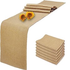 6 Pack Natural Burlap Table Runners,12 x 72 Inch Rustic Jute Table Runner and...