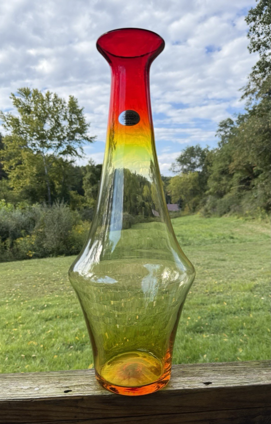 Blenko Glass Pew Pew Pew Floor Vase - Tangerine 2435 | eBay