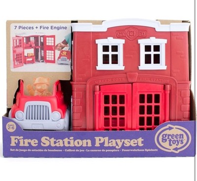 Green Toys Children's Fire Station Playset Toy Set 8 Pieces NEW in BOX