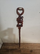 Vintage Shaba African Carving Lion Wooden Cane Walking Stick Twisted Folk Art