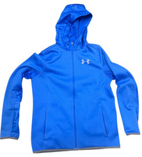 Youth UNDER ARMOUR SIZE YL YLG COLDGEAR FULL ZIP HOODIE LOOSE FIT JACKET Blue