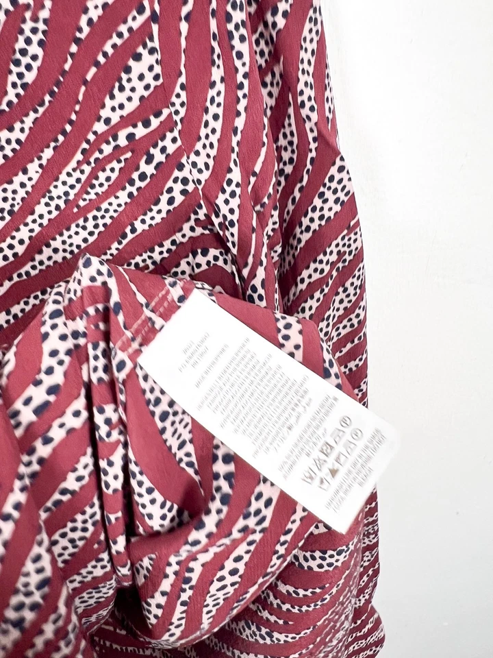 Blusa Camisa Boden Mujer Talla 12 Seda Siena Cebra Animal Estampado Abotonada Foto 4 de 4