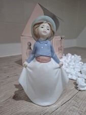 Nao By Lladro Figurine, Girl Holding Out Skirt. In Original Box And Packaging