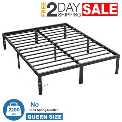 Base De Cama Metal Queen Size 14 Pulgadas Para Marco Plataforma Negra En Oferta