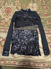 Girls Sz Large Balera Dance Recital Outfit Black Shimmer