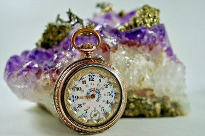 Antique Swiss .800 Silver 2 Tone Enamel Dial Pocket Watch 47MM 10 Rubies Runs