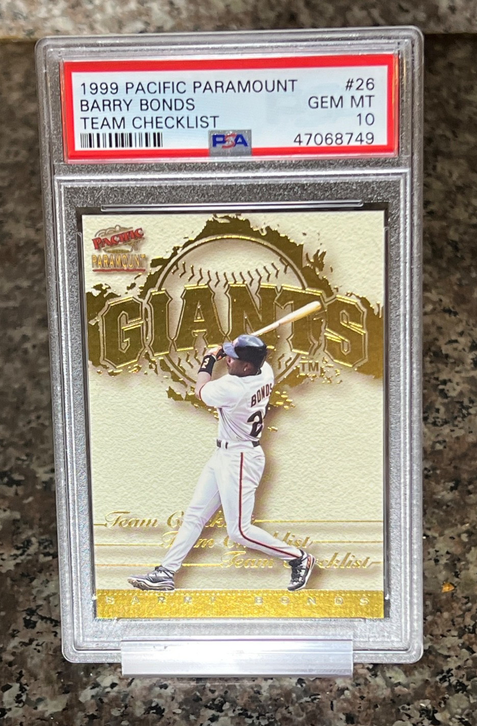 1999 BARRY BONDS PACIFIC PARAMOUNT GOLD FOIL CHECKLIST RARE PSA 10 POP 2 view 16