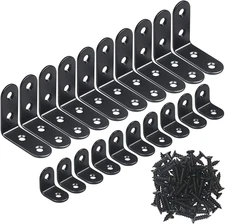 20PCS L Bracket Corner Bracket,Black Small Right Angle Bracket for Wood Furnitur
