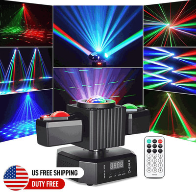 Moving Head Party Light Rotating Disco Ball Laser Beam Strobe Remote DMX