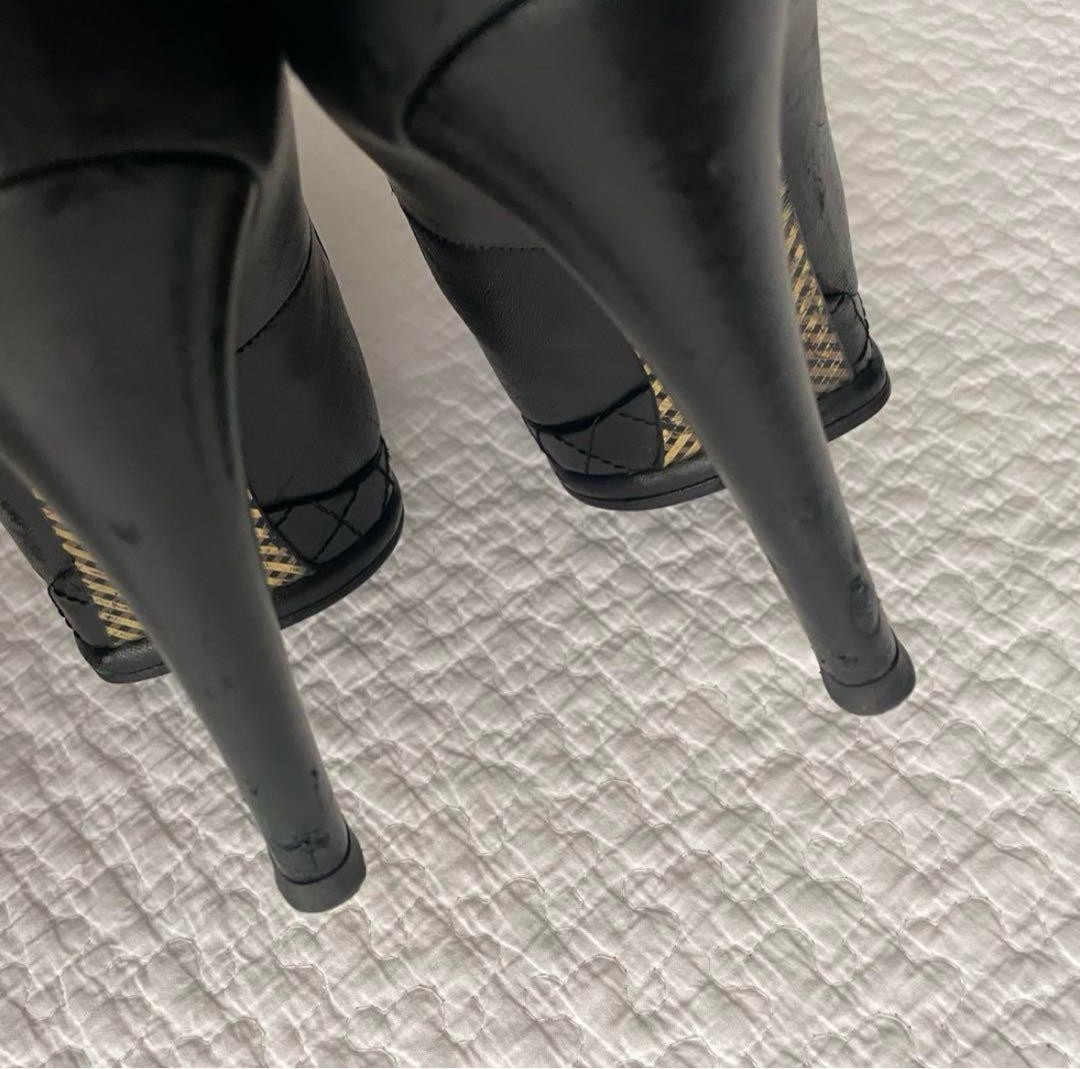 Chanel Thick Heel Pumps Black Leather With Coco Mark Size 36.5 US Abt6.5 Women thumbnail 17