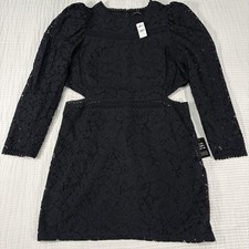 NEW Express Dress Womens Large Black Lace Mini Side Cutout WhimsiGoth Edgy Rock