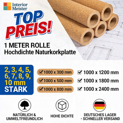 Korkplatten & Korkrollen 2 10 mm   Dämmung, Bodenunterlage, Bastel- & DIY-Kork