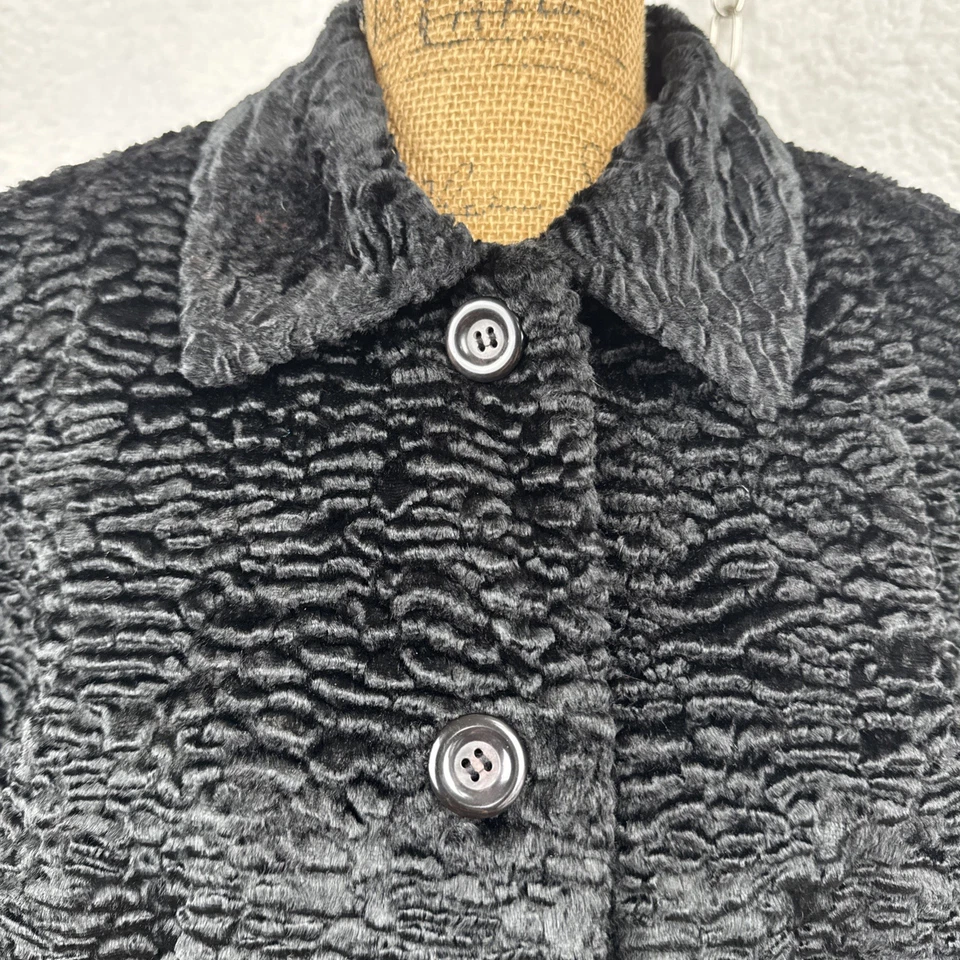 Style & Co Black Faux Fur Persian Lamb Women's Large Mob Wife Glam Y2K - Image 2 of 4