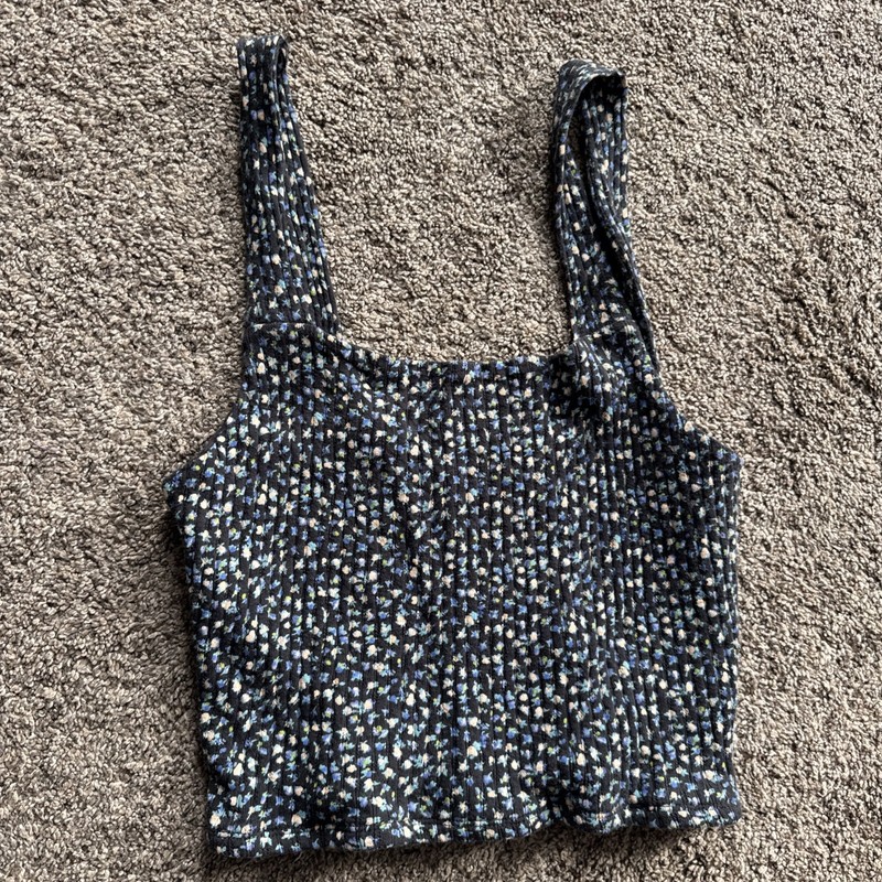 American Eagle Outfitters Women’s Medium Ribbed Crop Tank Floral EUC
