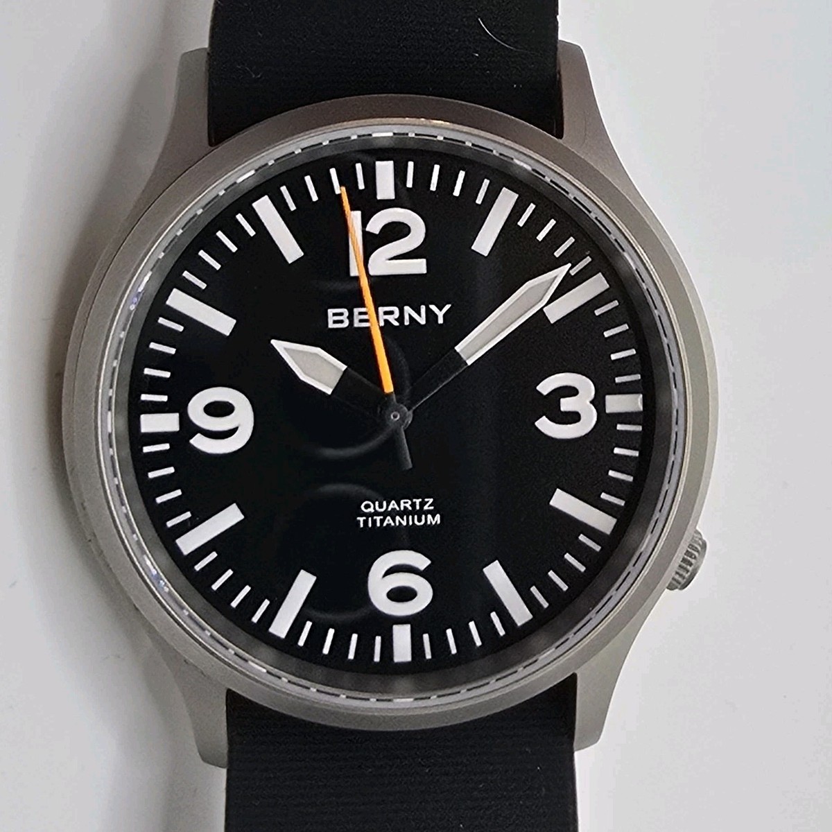 Berny Men's Quartz Titanium Field Watch 38mm Black Dial | eBay