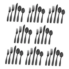 Matte Black Silverware Set,  40-Piece Stainless Steel Flatware Set, Kitchen 