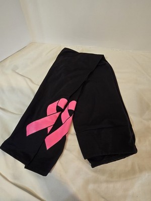 LuLaRoe OS Leggings Versatile Stretch Black Breast Cancer Pink  Ribbons New