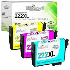 3PK For Epson T222XL 222XL 1ea CMY Ink Cartridges Epson 222 XP-5200 WF-2960 Lot