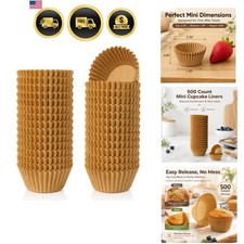 500 Count Natural Non-stick Mini Cupcake Liners, Food-grade Parchment Muffin ...