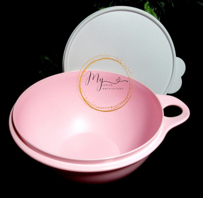 Tupperware New Thatsa Bowl Junior 12 Cup Pastel Pink w/ White Seal Lid Mixing