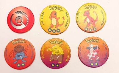 Lot of 6 Pokemon Battle Discs Pogs Vtg 1998 Nintendo Tazos Milk Caps Tokens