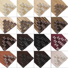 8Pieces Thick Clip In Double Wefted Full Head 100 Remy Human Hair Extensions US