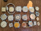 10+ Vintage Mens Watches PARTS/Repair + 7 Ladies - Parts Repair Lot