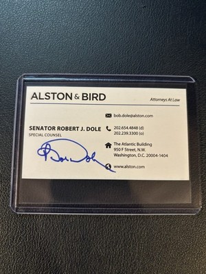 Senator Bob Dole autographed signed business card Alston And Bird