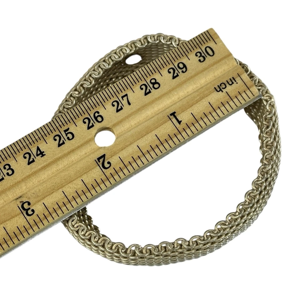 Tiffany & Co. Somerset Sterling Silver 7.25” Mesh Weave Bangle Bracelet 54g - Image 4 of 4