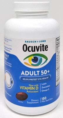 Bausch & Lomb Ocuvite Adult 50+ with Vitamin D, 150 Mini Soft Gels