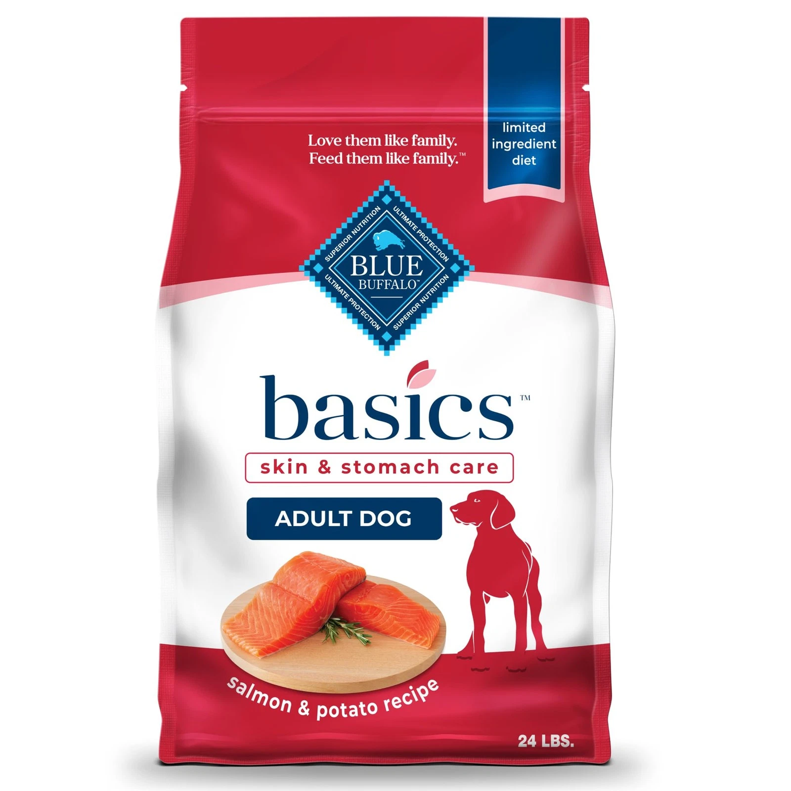 Blue Buffalo Basics Salmon Potato Recipe 24lb Dry Dog Food Healthy Skin Coat