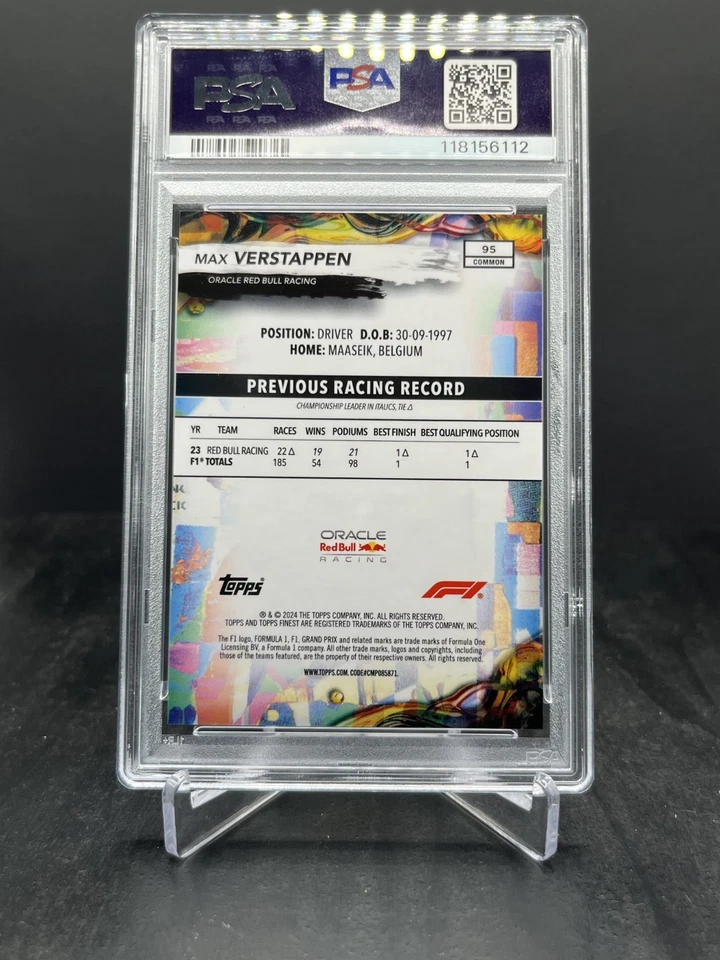 2024 Topps Finest Formula 1 F1 Max Verstappen Common Black 04/25 PSA 10 #95 - Image 2 of 2
