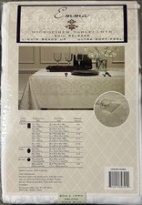 Emma Microfiber Tablecloth 60 x 104 Oblong Seats 8-10 White Damask