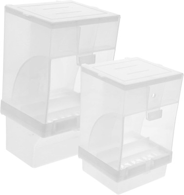 2 Pcs Automatic Bird Feeders Double Compartment Hook Screw Drawer Style PP Abs M