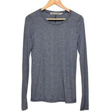 MICHAEL STARS One Size / Small Brooklyn Jersey Blue Casual Womens Crewneck Top