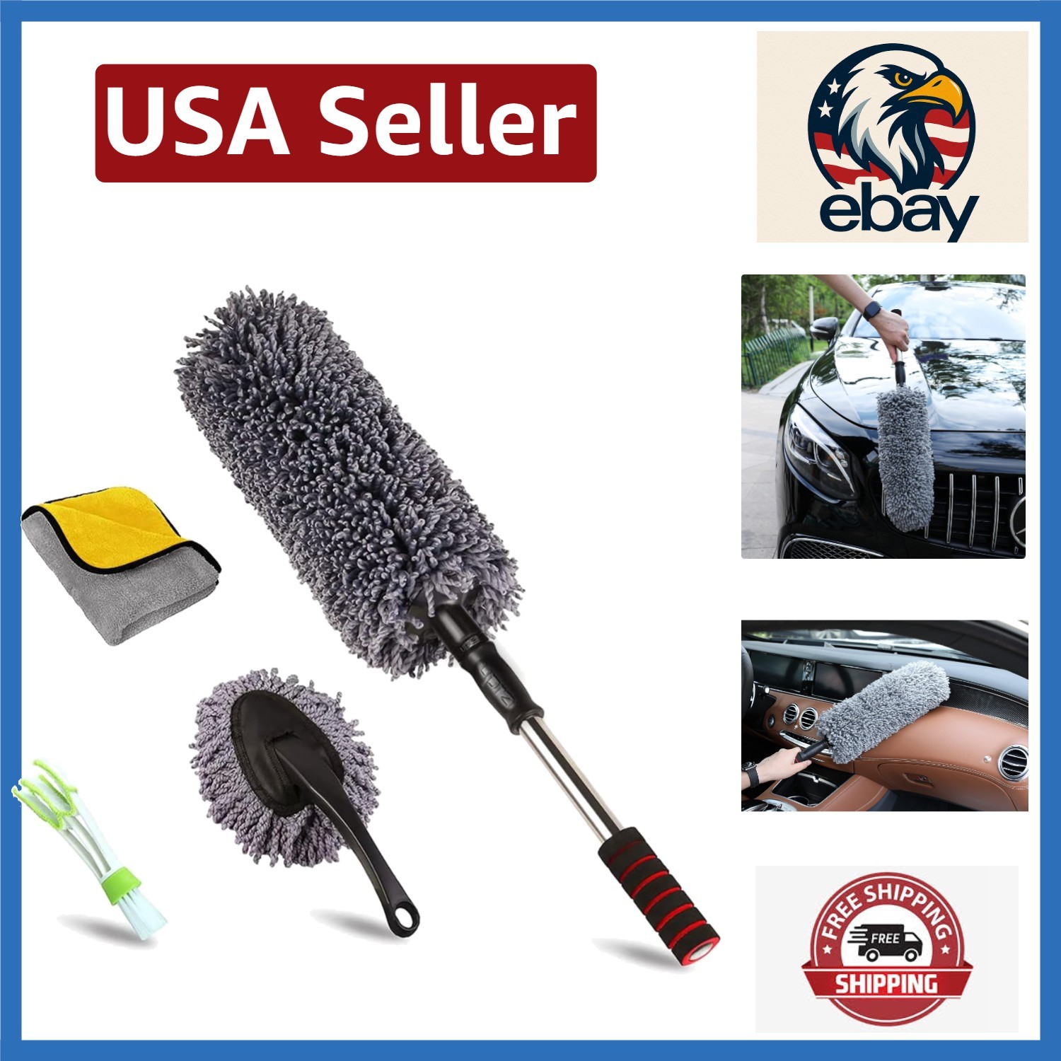 Lint-Free Microfiber Duster Kit with Extendable Handle for C